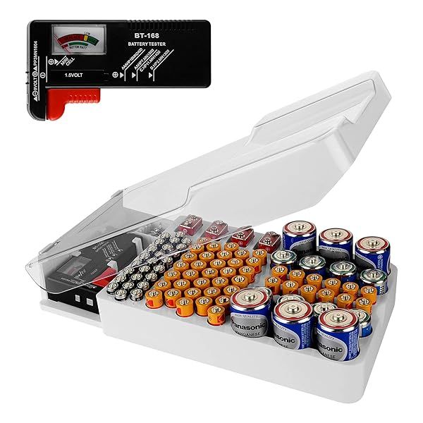 Linkidea Battery Organizer Case: Store 93 Batteries (AAA, AA, 9V, C, D) with Tester - Ultimate Storage Solution!