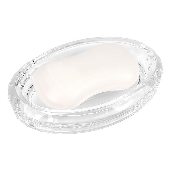 Linkidea Glass Soap Dish - Elegant Clear Soap Holder for Kitchen & Bath, Perfect for Showers & Sponge Storage