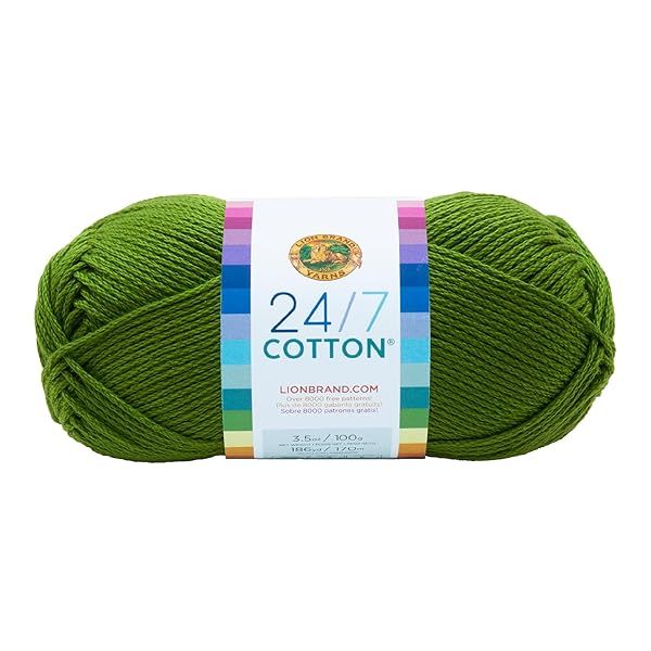 Shop Lion Brand 24/7 Cotton Yarn - Lightweight Grass Yarn for Knitting, Crocheting & Crafts | 1 Pack