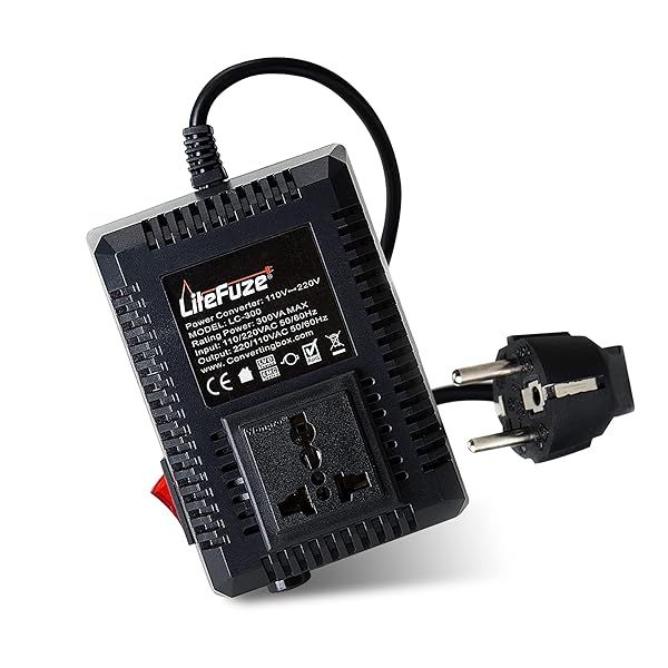 LiteFuze 300W Step Up/Down Voltage Converter: 220V to 110V for Travel - Ideal for Hair Straighteners, Cameras & Laptops