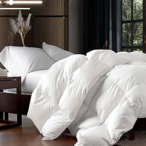 Luxurious King/California King Goose Down Comforter - 100% Egyptian Cotton, 58 oz Fill, Baffle Box Design