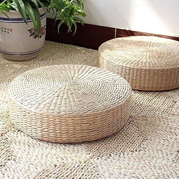 MAHAO Eco-Friendly Japanese Handcrafted Padded Straw Floor Cushion - 40cm Tatami Seat Pad
