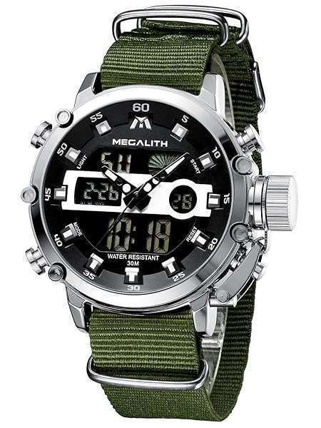 MEGALITH Men's Waterproof Digital Military Watch - Tactical LED Sport Watch with Alarm & Stopwatch