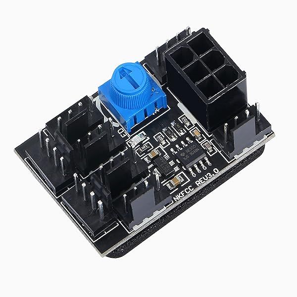 MEIRIYFA 8-Way PWM Fan Adapter Hub: 3/4 Pin Chassis Cooling Splitter with Speed Control & 6 Pin Power Port