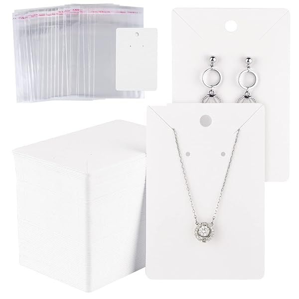 150 MIAHART Earring Holder Cards & Bags for DIY Jewelry Display - Perfect for Selling Earrings & Studs (White)