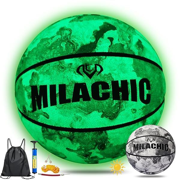 Glow in the Dark Basketball - MILACHIC Holographic Size 7 for Indoor/Outdoor Fun | Perfect Gift for All Ages!