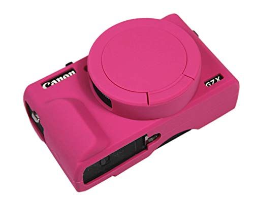 MINICO Silicone Gel Camera Case for Canon G7X Mark III - Protective Magenta Rubber Cover