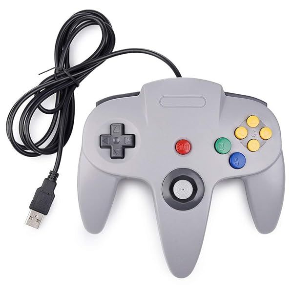 MODESLAB USB N64 Controller - Retro Wired Gamepad for PC, Mac, Linux & Raspberry Pi - Classic 64 Bit Joystick in Gray