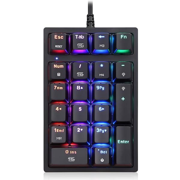 Buy MOTOSPEED 21-Key RGB Backlit Mechanical Numeric Keypad - Portable USB Numpad for Gaming & Cashier Use | Fully Programmable