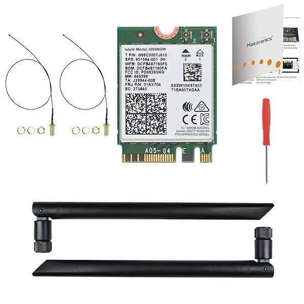 Makeronics 8265AC/8265NGW Wireless NIC Module for Jetson Nano - Dual Band WiFi & Bluetooth 4.2 with Assembly Instructions