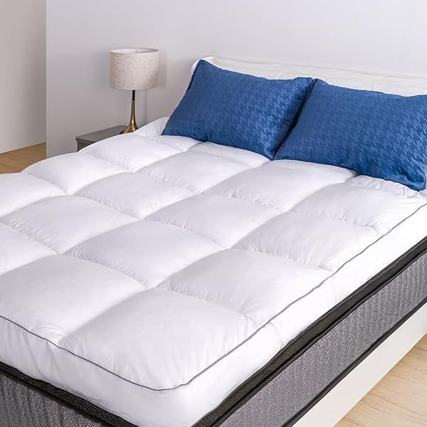Marine Moon Queen Mattress Topper: Cooling, Plush, Extra Thick for Back Pain Relief - 80'' x 60''