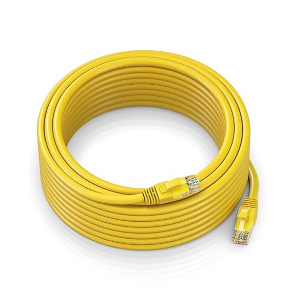 Maximm Cat 6 Ethernet Cable 100 ft - High-Speed LAN Cable, Internet Cable, Patch Cable, and Network Cable - UTP, 10Gbps, 550MHz Ethernet Cord - Yellow