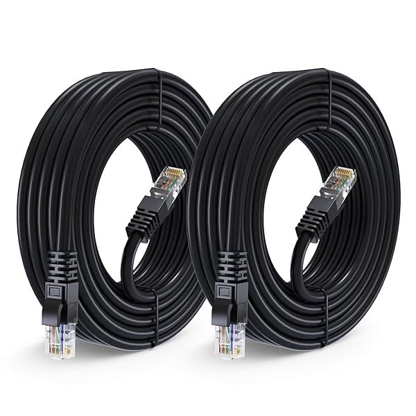 Maximm Cat 6 Ethernet Cable 25 ft (2-Pack) - High-Speed 10Gbps LAN & Internet Cable - UTP, 550MHz, Black