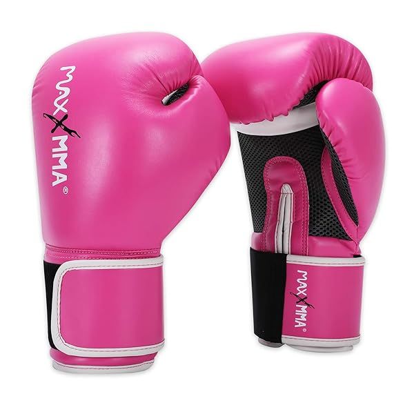 MaxxMMA Pro Style Boxing Gloves for Men & Women - Pink 10 oz. Heavy Bag & Sparring Gloves for Kickboxing & Muay Thai