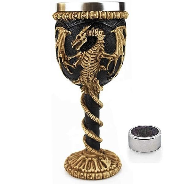 Medieval Dragon Chalice Goblet - Perfect D&D Gift & Game of Thrones Merchandise with Wine Drip Ring