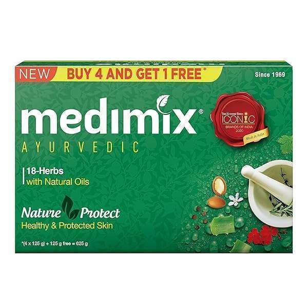 Buy Medimix Ayurvedic Classic 18 Herbs Soap (125g, Pack of 5) - Natural Skin Care for Healthy Glow
