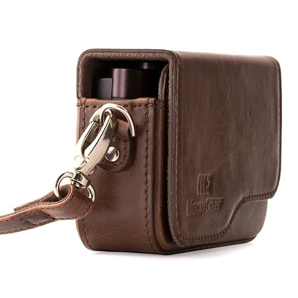 MegaGear MG1222 Leather Camera Case for Canon PowerShot G9 X Mark II - Dark Brown with Strap