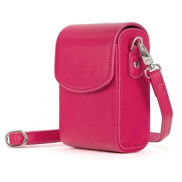 MegaGear MG1504 Hot Pink Leather Case for Canon PowerShot SX740 HS & SX730 HS - Stylish Protection with Strap