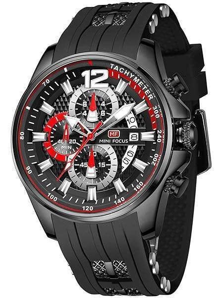 Men's Waterproof Military Chronograph Watch - Luminous Date Analog Quartz with Silicon Strap