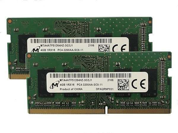 Micron 8GB DDR4 3200MHz Laptop RAM Kit (2x4GB) - MTA4ATF51264HZ-3G2J1, OEM SODIMM Memory Module