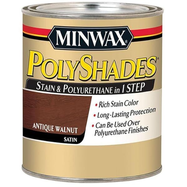 Minwax PolyShades Antique Walnut: Tintable Stain & Polyurethane Finish (1/2 pt) for Stunning Wood Projects
