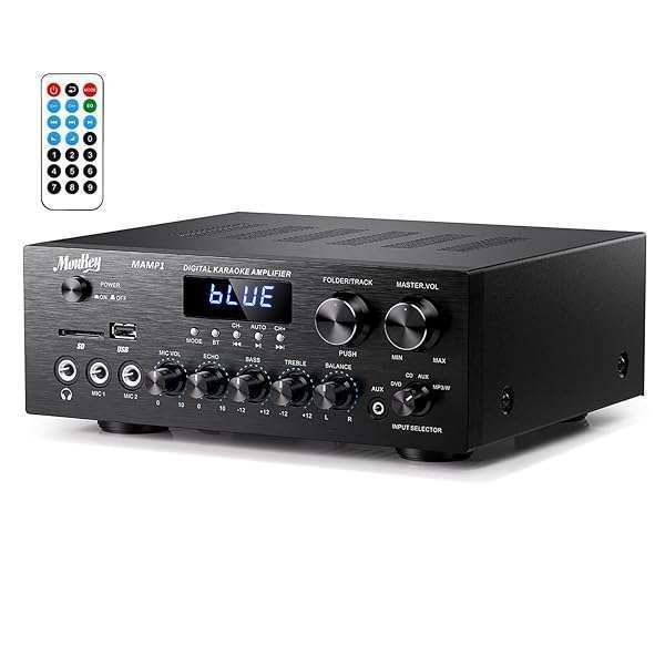 Buy Moukey 400W Bluetooth Home Audio Amplifier - 2.0 Channel Stereo Receiver for Karaoke & Home Theater
