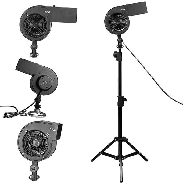 Portable Mugast Studio Wind Hair Blower Fan for Fashion Photography & Special Effects - Aluminum Alloy (Black)