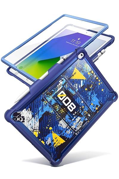 Cyberpunk Mumba Ops Case for iPad 9th/8th/7th Gen - Full-Body, Drop-Proof, Built-in Screen Protector & Kickstand