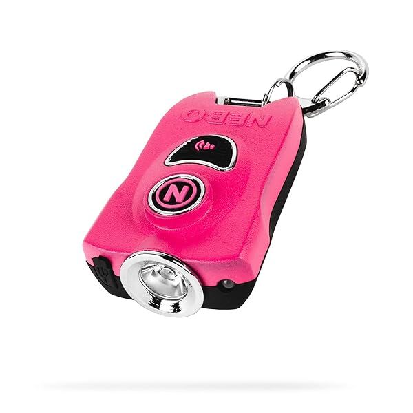 NEBO MYPAL Rechargeable Keychain Light & Safety Alarm - 400 Lumen, 115dB Alarm, Compact & Pink
