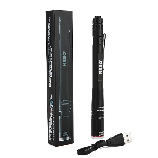 NEBO Rechargeable Pen Light: 360-Lumen Flashlight with Flex Power - Use Rechargeable Battery or AAA!