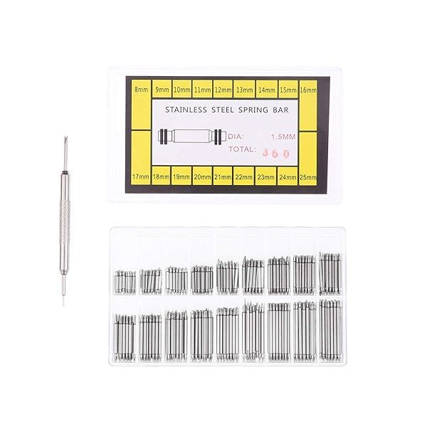 NICERIO 360pcs Stainless Steel Watch Band Spring Bars & Link Pins - Essential Watchmaker Tools