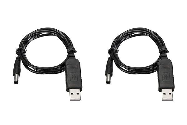 NOYITO DC to DC USB Boost Cable 5V to 9V - 5.5mm x 2.1 & 2.5mm Converter (Pack of 2) - 3.2 ft Power Module