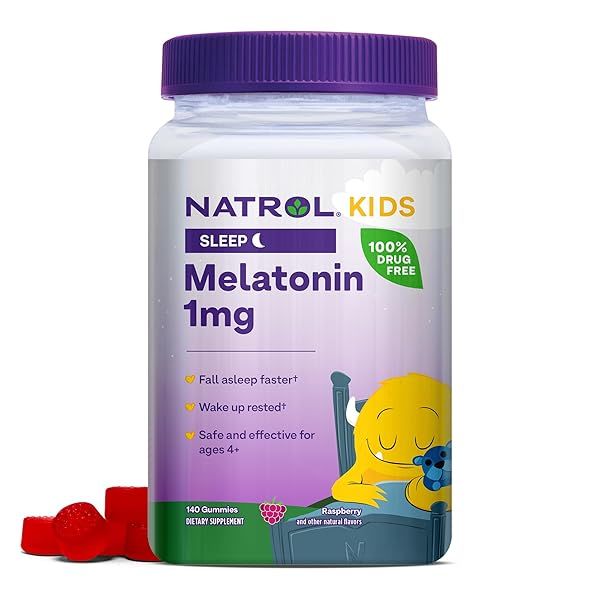 Natrol Kids Melatonin 1mg Gummies - 140 Raspberry Sleep Gummies for Restful Sleep in Children