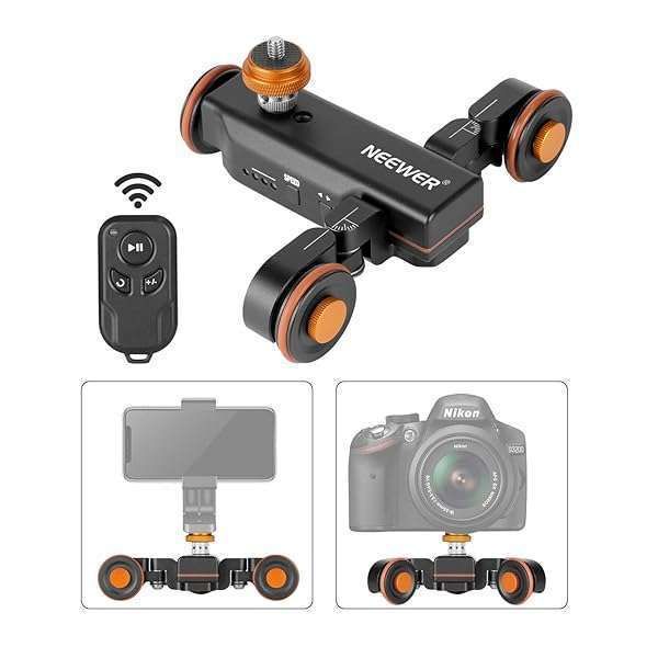 Neewer 3-Wheel Wireless Video Dolly: Motorized Slider for DSLR, GoPro, iPhone & Android - Remote Control & 3-Speed Options