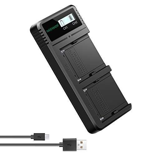Neewer Dual USB Charger for Sony NP-F970/NP-F960/NP-F950 Batteries - Fast Charging with LCD Display