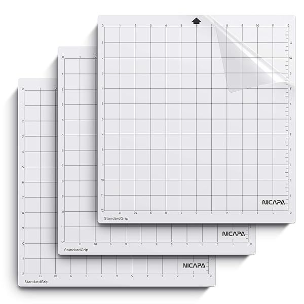 Nicapa StandardGrip Cutting Mat for Silhouette Cameo 4/3/2/1 - 12x12 Inch, 3 Pack Replacement Mats for Quilting & Crafting