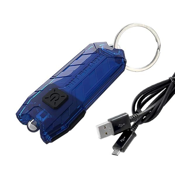 Nitecore Tube v2.0: 55 Lumen USB Rechargeable Keychain Flashlight with LumenTac Cable - Ultralight & Compact (Blue)