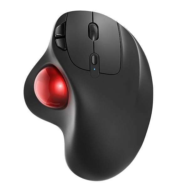 Nulea M501 Wireless Trackball Mouse: Ergonomic, Rechargeable, 3-Device Bluetooth/USB for PC, Mac & Laptop