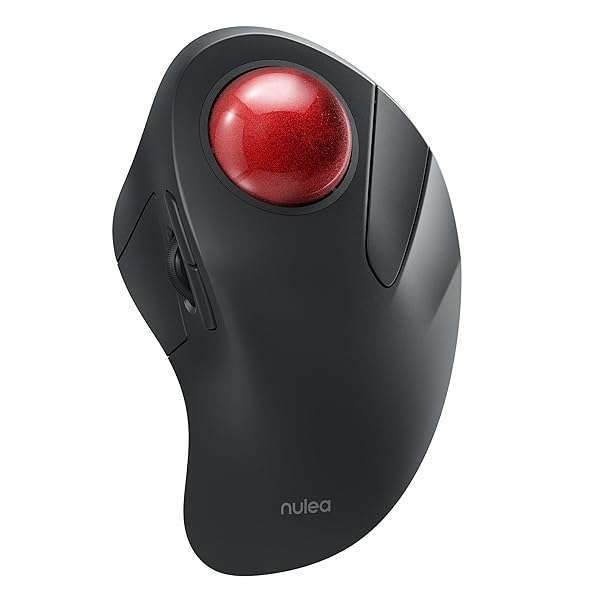 Nulea Wireless Ergonomic Trackball Mouse: Rechargeable, Bluetooth, 5 DPI Settings for PC, Laptop & Mac