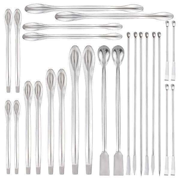 OLYCRAFT 26PCS Stainless Steel Lab Spatula Set - Perfect for Gel & Capsule Filling, Mixing & Sampling