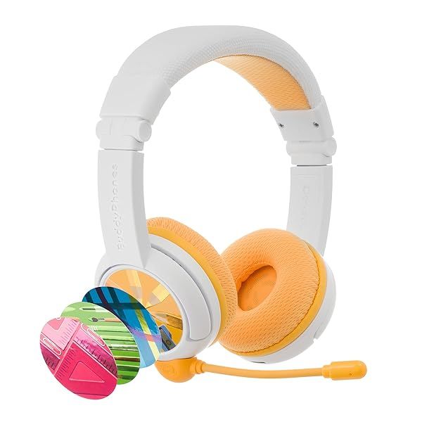 ONANOFF BuddyPhones School Plus: Wireless Volume-Limiting Kids Headphones with Boom Mic & 20-Hour Battery Life in Yellow