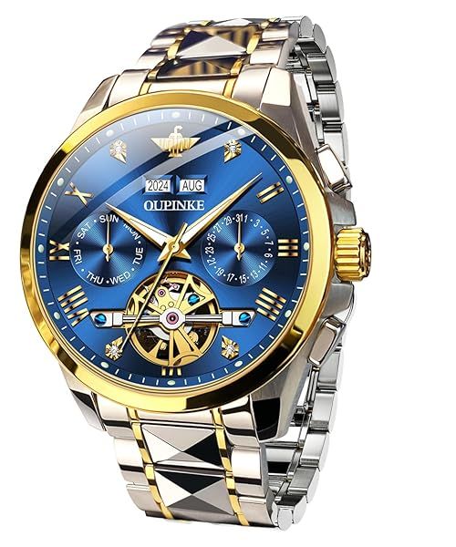 Shop OUPINK Luxury Automatic Watches for Men - Waterproof Tungsten Steel with Sapphire & Calendar Features