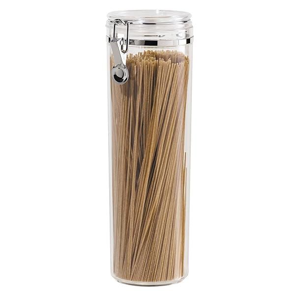 Oggi Tall Clear Canister 58 oz - Airtight Food Storage for Pasta & Dry Foods | Ideal Kitchen & Pantry Container