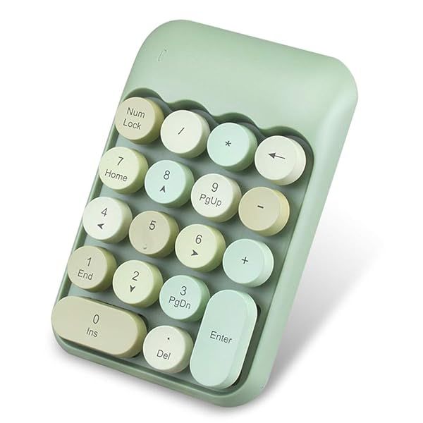 Onlywe 2.4G Wireless Number Pad - Portable 18-Key Keypad for Laptop & PC | Cute Green Design for Easy Financial Accounting