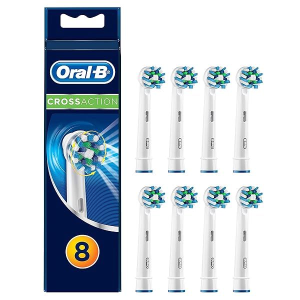 Oral-B CrossAction Toothbrush Heads - 8 Pack for Superior Cleaning & Freshness