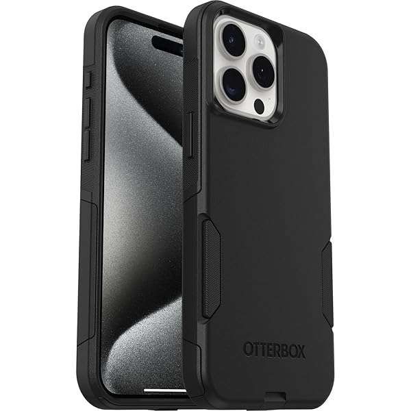OtterBox iPhone 15 Pro MAX Commuter Case - Slim, Tough, Pocket-Friendly, Black with Port Protection