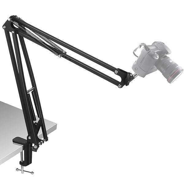 Overhead Tripod Mount for DSLR & GoPro: Flexible Boom Arm for Canon, Nikon, Sony, Fuji - Perfect Desk Stand