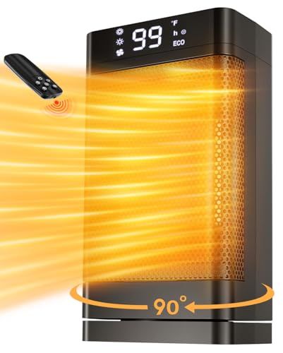 PGYIOO Portable Space Heater 1500W with 12-Hour Timer & Safety Features for Home & Office