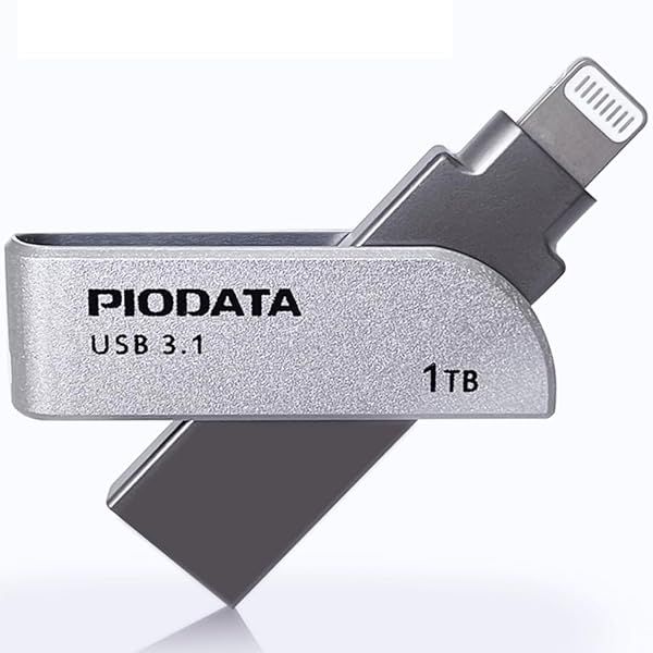 PIODATA iXflash 1TB MFi Certified Flash Drive for iPhone, iPad, Mac & PC - Fast USB 3.1 External Storage & Photo Stick