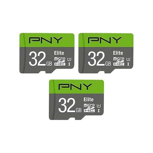 PNY 32GB Elite Class 10 U1 microSDHC Card - 100MB/s, Full HD, UHS-I (Pack of 3) - Fast Storage Solution